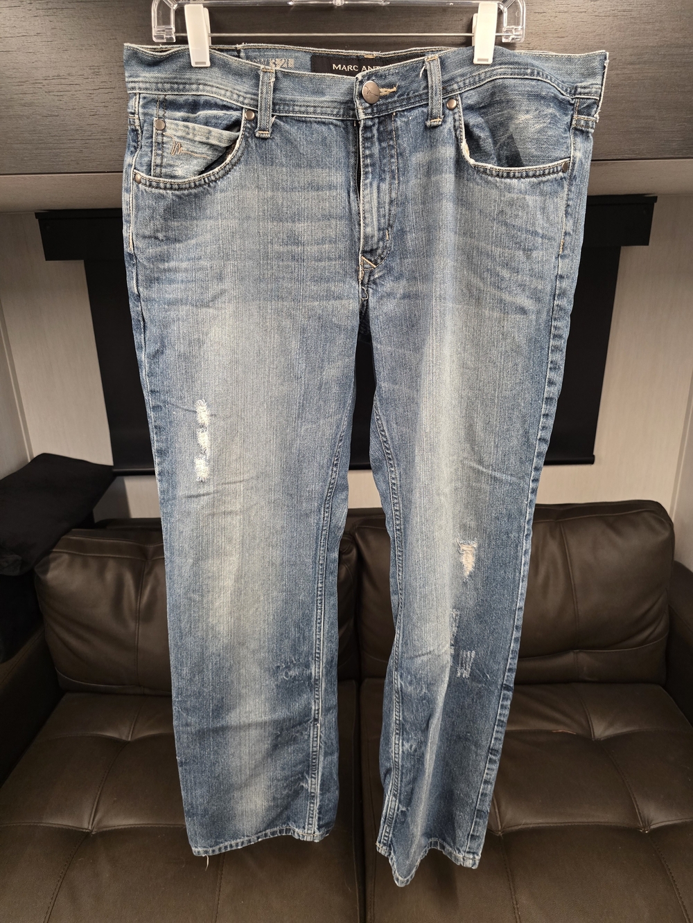 Marc Anthony Light Blue Distressed Slim Fit Jeans, Size 36x32